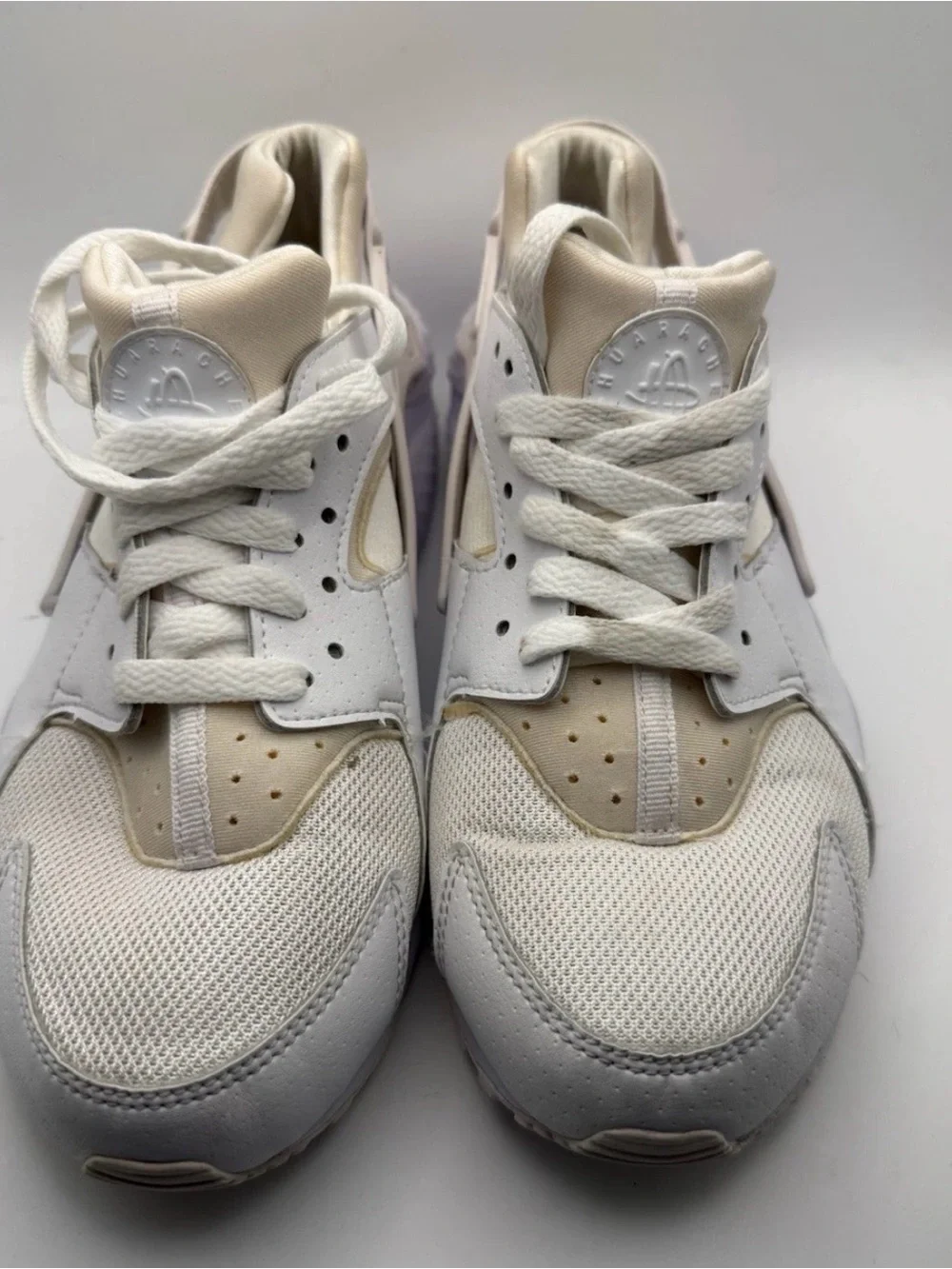 Nike Kids White and Tan Lace-Up Sneakers 6.5